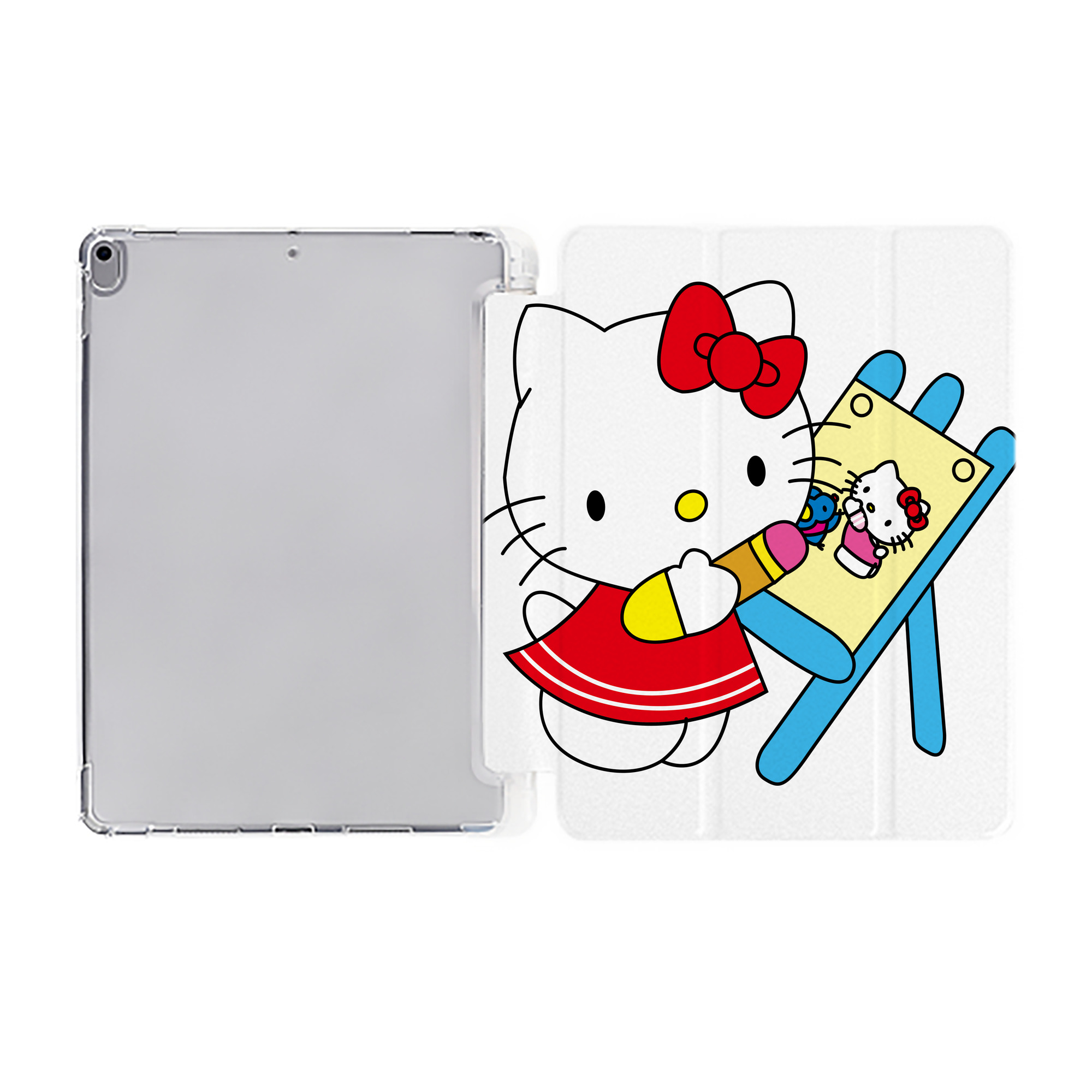 （画像用） Hello Kitty ハローキティ IPad ケース ペン収納付き 三つ折りスタンド PUレザー×シリコン 対応機種9.5/10.5/10.9インチ